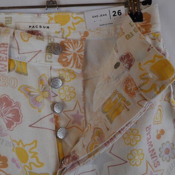 NWT Pacsun Mixed Pacific Sunwear Print Dad Jeans Womens Size 26 AOP Preppy - Picture 15 of 16